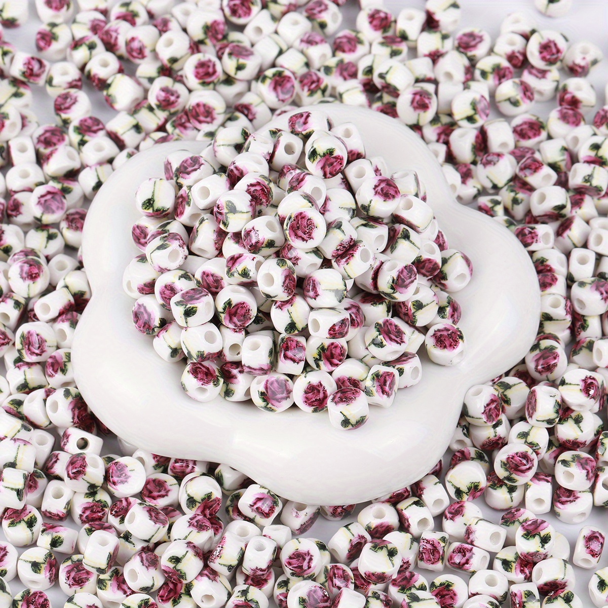 50pcs Random Ceramic Beads for DIY Hand-Woven Bracelet Necklace
